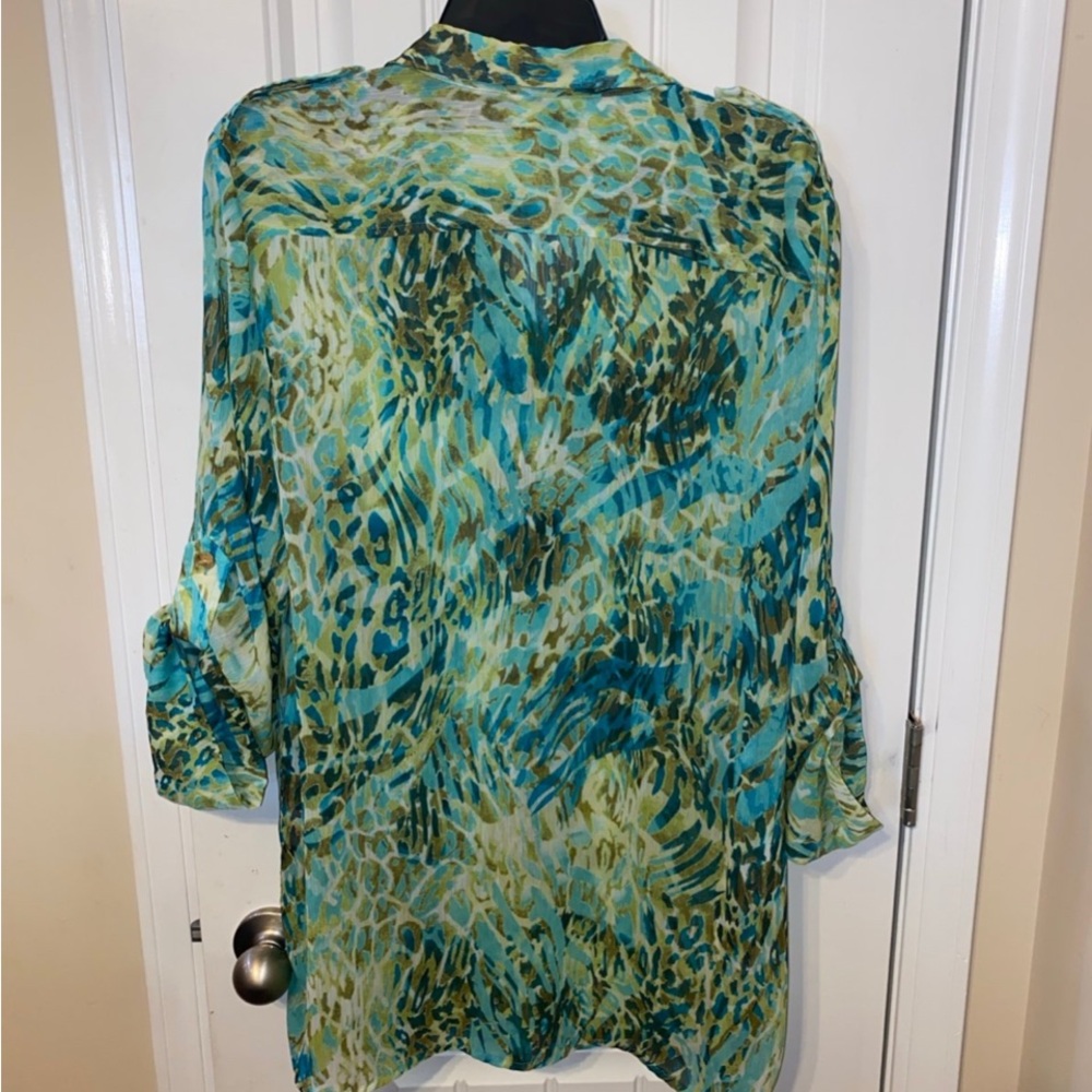 Ruby Rd. Blue And Green Patterned Button Down Shi… - image 8